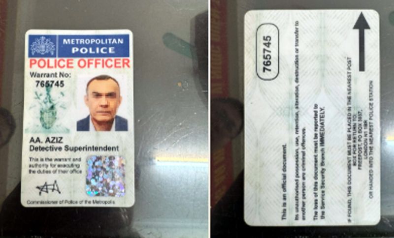 Thẻ POLICE officer được các đối tượng sử dụng để đe dọa và cưỡng đoạt tài sản