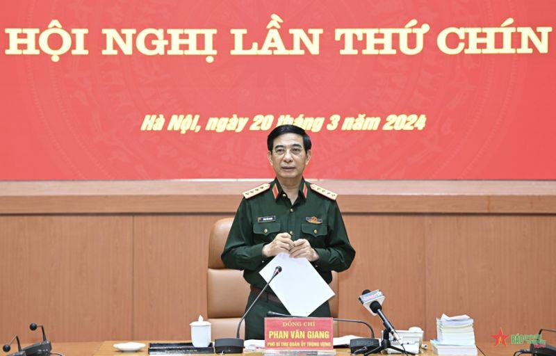 Đại tướng Phan Văn Giang phát biểu tại hội nghị. Ảnh QĐND