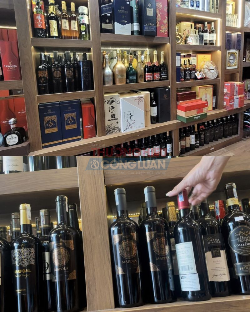 Các dòng rượu ngoại có nồng độ cao và rượu vang nhập khẩu được bày bán tại cửa hàng thế giới rượu