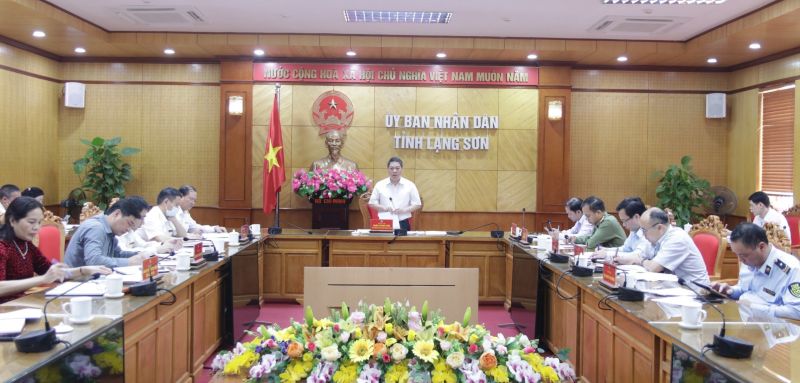 Phó Chủ tịch UBND tỉnh Lạng Sơn Đoàn Thanh Sơn phát biểu tại cuộc họp