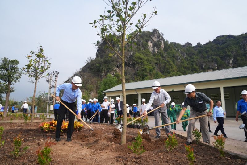 Các đại biểu tham gia hoạt động trồng cây “Vì một Việt Nam Xanh”.
