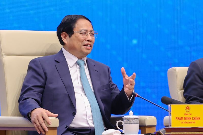 Thủ tướng Phạm Minh Chính: Phong trào thanh niên muốn "sống" được thì phải gắn lợi ích giữa cá nhân với lợi ích tập thể và lợi ích của đất nước. Ảnh VGP/Nhật Bắc