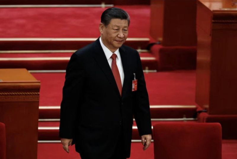 Chủ tịch Trung Quốc Tập Cận Bình đến dự phiên bế mạc Đại hội Đại biểu Nhân dân Toàn quốc (NPC) tại Đại lễ đường Nhân dân ở Bắc Kinh, Trung Quốc vào ngày 11/3/2024.