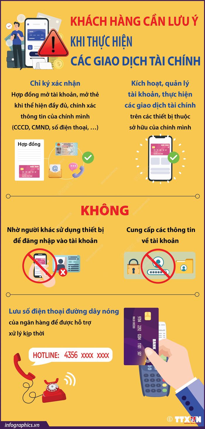 Khách hàng cần lưu ý khi thực hiện các giao dịch tài chính