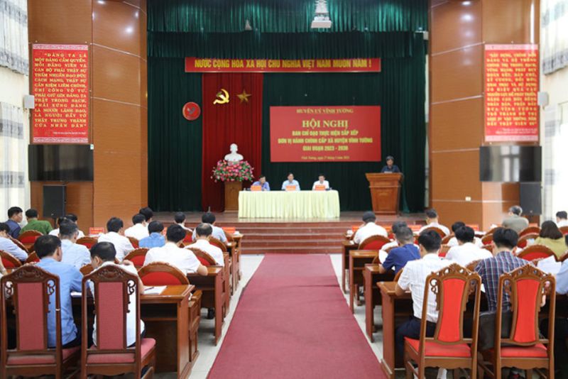 Chiều 27/3, Huyện ủy Vĩnh Tường đã tổ chức hội nghị BCĐ thực hiện sắp xếp đơn vị hành chính cấp xã huyện Vĩnh Tường giai đoạn 2023-2025. Ảnh minh họa Lương Giang.