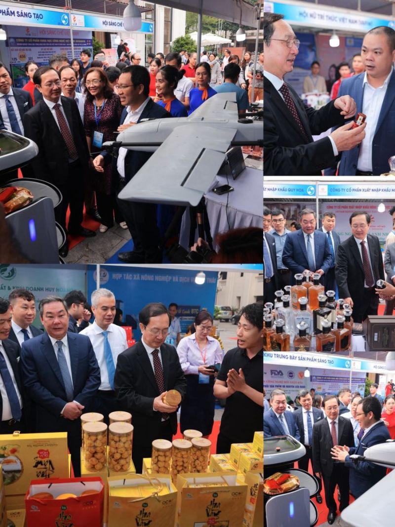 Bộ trưởng Bộ KH&CN Huỳnh Thành Đạt và các đại biểu thăm quan triển lãm một số thành tựu về SHTT được giới thiệu tại Hội nghị SHTT năm 2024