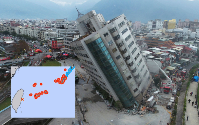 nhiều ngôi nhà đổ sập sau trận động đất mạnh ở Đài Loan