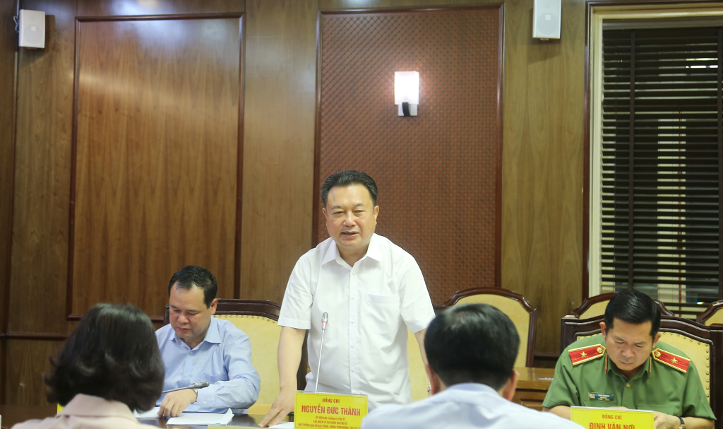 Ông Nguyễn Đức Thành, Chủ nhiệm Ủy ban Kiểm tra Tỉnh ủy, phát biểu tại hội nghị.