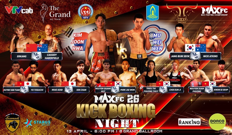 Các võ sĩ kickboxing danh tiếng Việt Nam và quốc tế thi đấu tại sự kiện