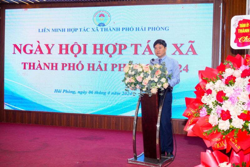 Phó Chủ tịch UBND TP. Hải Phòng Hoàng Minh Cường phát biểu tại Ngày hội.