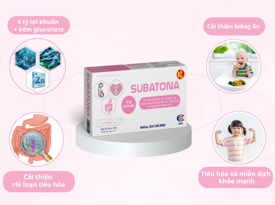 Subatona giúp cải thiện chứng biếng ăn do dùng kháng sinh ở trẻ