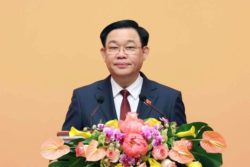 Chủ tịch Quốc hội Vương Đình Huệ phát biểu tại chương trình. Ảnh: Nhan Sáng/TTXVN