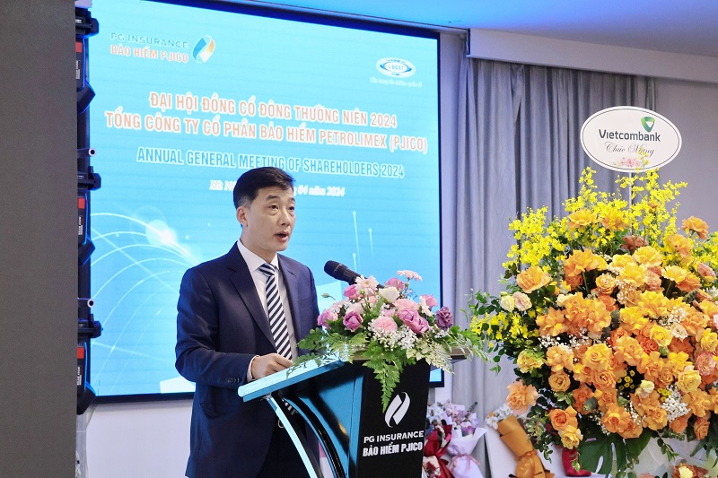 Chủ tịch HĐQT PJICO Phạm Thanh Hải nhiệm kỳ 2019 - 2024 trình bày báo cáo tại Đại hội