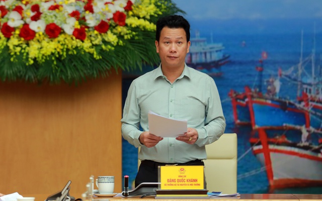 Bộ trưởng Bộ TN&MT Đặng Quốc Khánh: Chúng ta thiếu nguồn lực tài chính để thực hiện các đề án, dự án, nhiệm vụ phát triển kinh tế biển, trọng tâm là đầu tư cho Chương trình trọng điểm điều tra cơ bản tài nguyên, môi trường biển và hải đảo - Ảnh: VGP/Minh Khôi