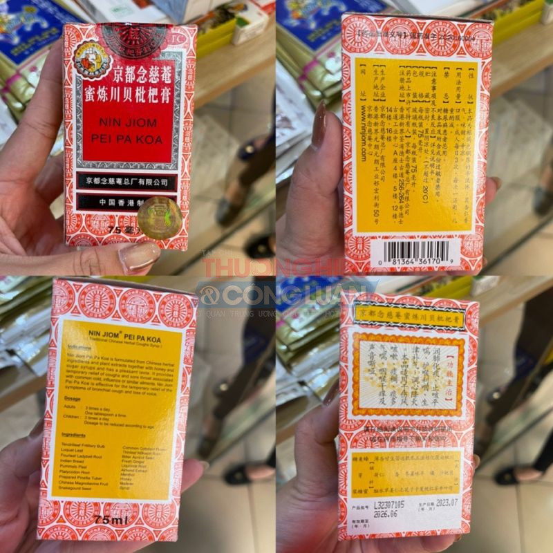 Thuốc đặc ho được giới thiệu được sản xuất từ HongKong người già hay trẻ nhỏ đều có thể sử dụng được nhưng không hề có tem nhãn tiếng Việt?