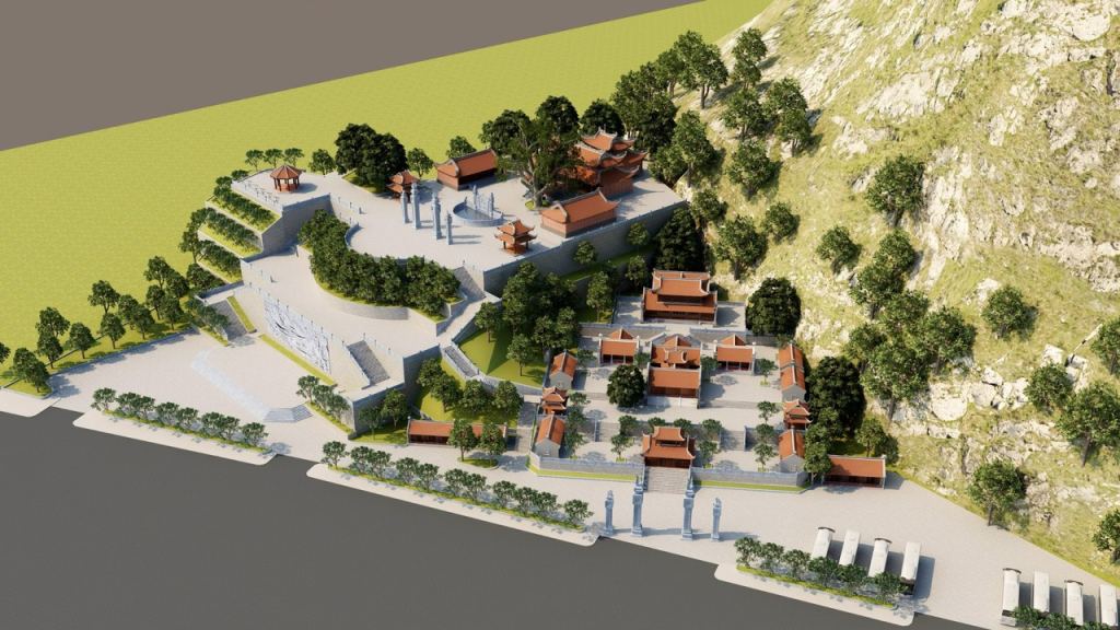 Phối cảnh dự án Quảng trường, cây xanh và hạ tầng kỹ thuật khu văn hoá núi Bài Thơ - Mở rộng, tu bổ tôn tạo đền Đức Ông Trần Quốc Nghiễn.