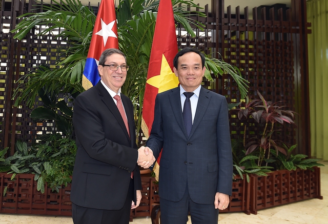 Phó Thủ tướng Chính phủ Trần Lưu Quang có cuộc gặp làm việc với đồng chí Bruno Rodriguez, Uỷ viên Bộ Chính trị, Bộ trưởng Bộ Ngoại giao Cuba - Ảnh: VGP/Hải Minh