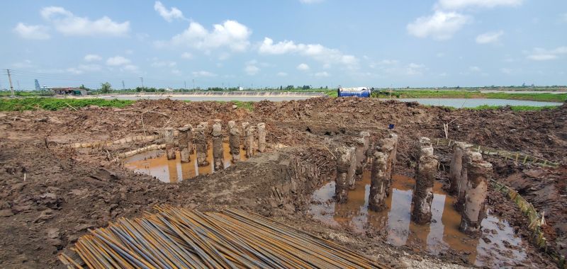 Vị trí 119 dự án đường dây 500kV NMNĐ Nam Định I – Phố Nối trên địa bàn tỉnh Nam Định đã hoàn thành ép cọc đại trà -Ảnh:VGP/ Toàn Thắng