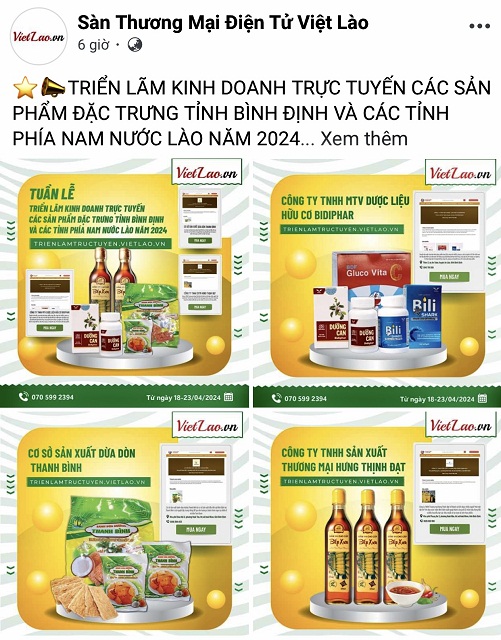 Các DN Bình Định giới thiệu thương hiệu trên website trienlamtructuyen.vietlao.vn. Ảnh: Viết Hiền.
