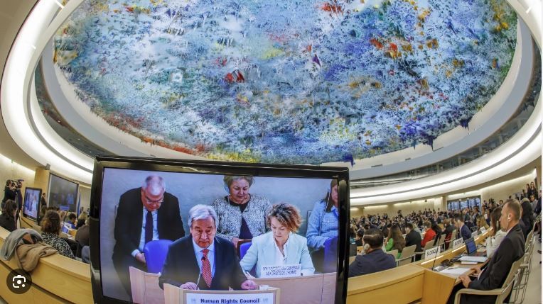 Tổng thư ký Liên hợp quốc Antonio Guterres phát biểu tại Phiên họp cấp cao Khóa 55 Hội đồng Nhân quyền Liên hợp quốc. (Nguồn: Mạng X)