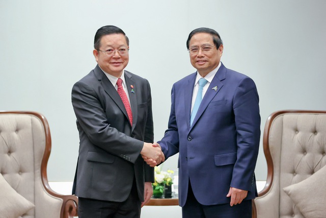 Thủ tướng Phạm Minh Chính tiếp Tổng Thư ký ASEAN Kao Kim Hourn - Ảnh: VGP/Nhật Bắc