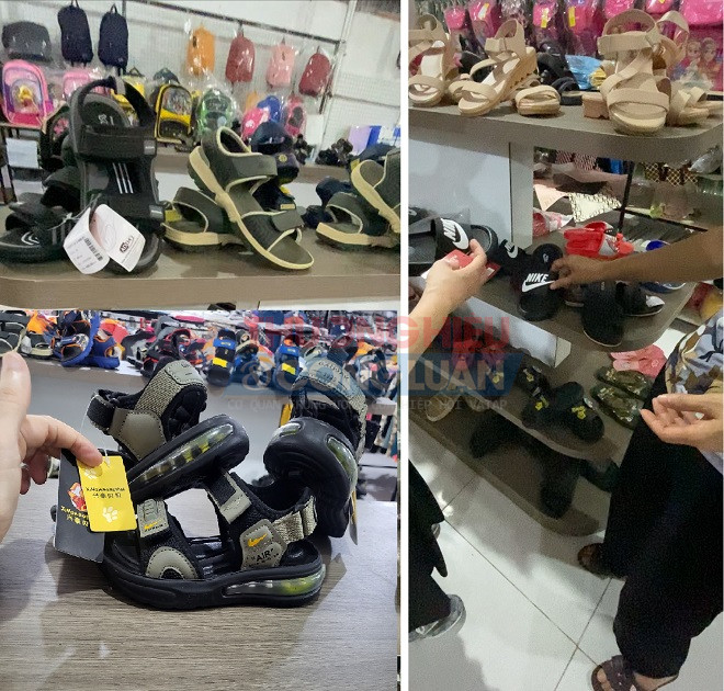 Nhiều sản phẩm giày dép trên tem nhãn ghi bằng tiếng Trung Quốc nhưng không dán tem nhãn phụ tiếng Việt, thậm chí có những sản phẩm nhái thương hiệu nổi tiếng đã được bảo hộ tại thị trường Việt Nam
