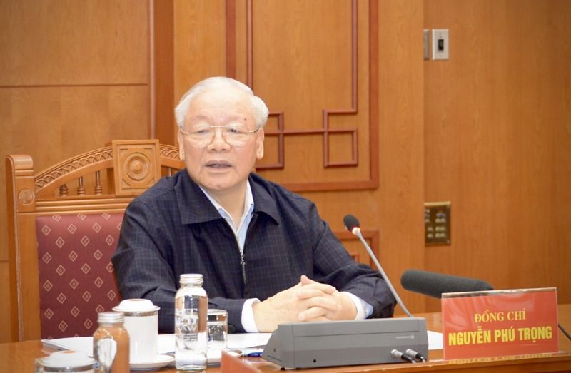 Tổng Bí thư Nguyễn Phú Trọng, Trưởng Tiểu ban nhân sự Đại hội XIV của Đảng chủ trì phiên họp đầu tiên của Tiểu ban, thảo luận cho ý kiến về nhiều nội dung quan trọng trong công tác nhân sự của Đảng. Ảnh VOV