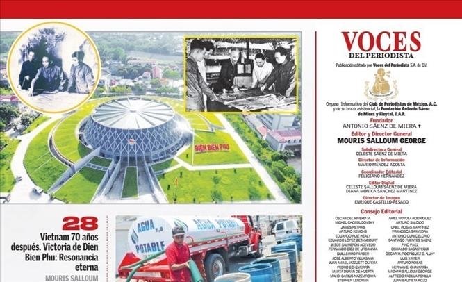 Bài viết về Chiến thắng Điện Biên Phủ đăng trên tờ Voces Del Periodista của Mexico (Ảnh: TTXVN)