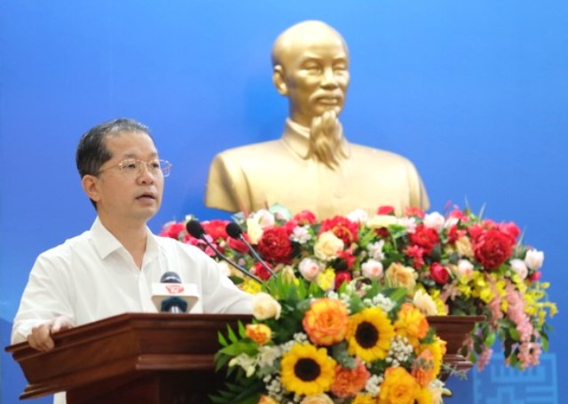 Ông Nguyễn Văn Quảng - Bí thư Thành ủy Đà Nẵng phát biểu tại hội nghị