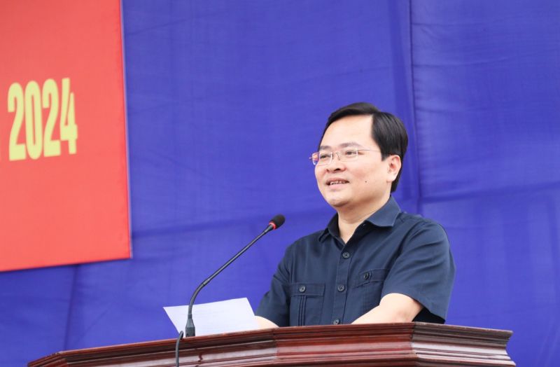 Bí thư Tỉnh uỷ Nguyễn Anh Tuấn phát biểu tại Hội thao.