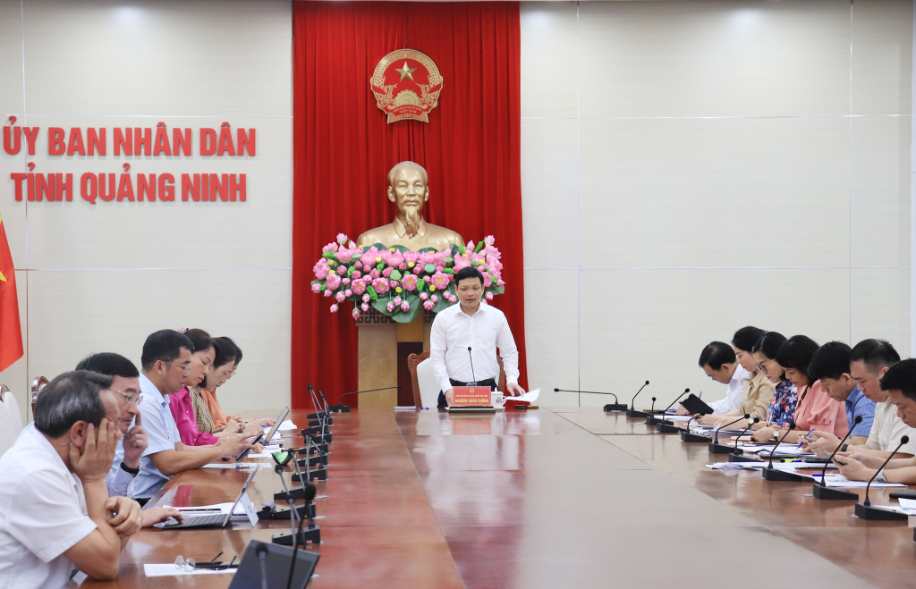 Ông Nghiêm Xuân Cường, Phó Chủ tịch UBND tỉnh phát biểu kết luận buổi làm việc.