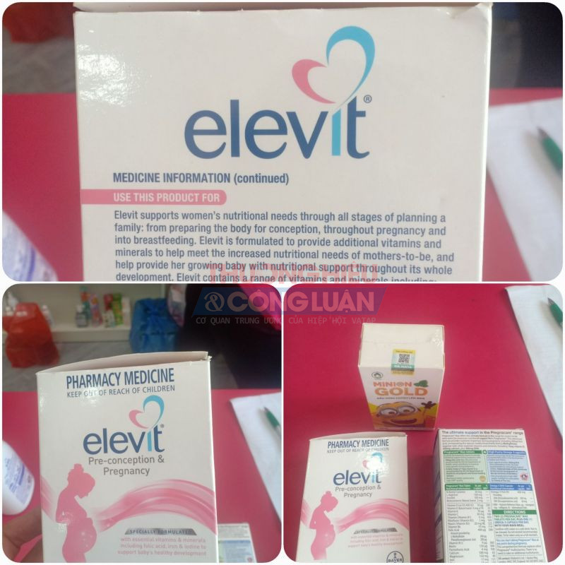 Elevit là hực phẩm bảo vệ sức khỏe cho bà bầu, sản phẩm này không tem nhãn phụ được bày bán tràn lan tại hệ thống Hello Baby.