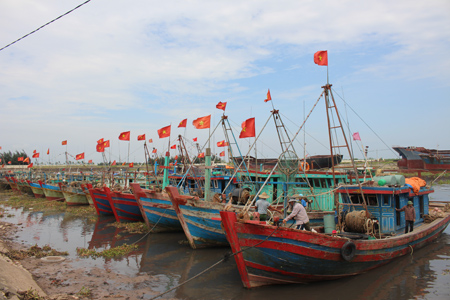 Cảnh cảng cá Cửa Lân, xã Nam Thịnh, huyện Tiền Hải