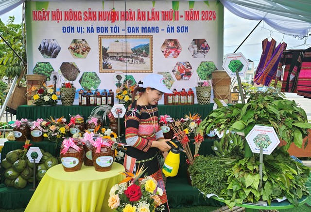 Gian hàng trưng bày sản phẩm địa phương 3 xã vùng cao Bok Tới, Đak Mang, Ân Sơn