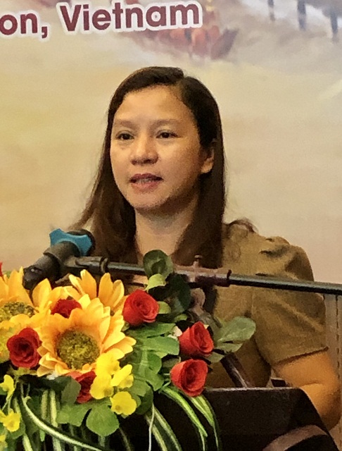Bà Võ Cao Thị Mộng Hoài phát biểu khai mạc Hội thảo. Ảnh: V.H Bà Võ Cao Thị Mộng Hoài phát biểu khai mạc Hội thảo. Ảnh: V.H