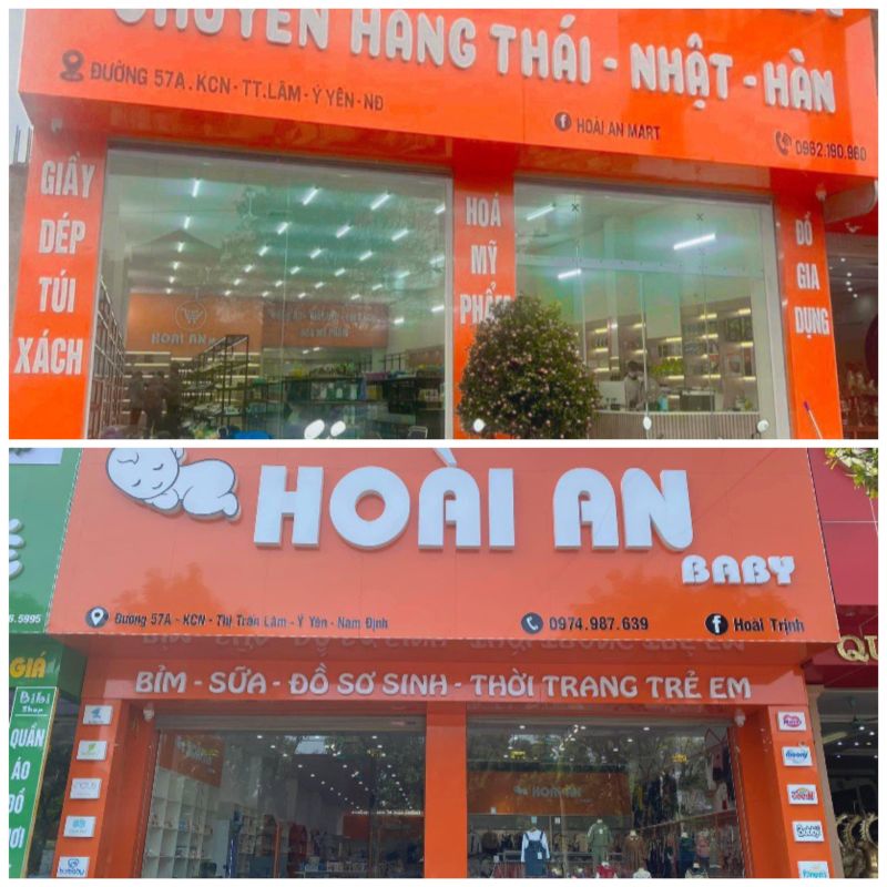 Hai cơ sở Hoài An Mart, Hoài An Baby đặt tại thị trấn Lâm, huyện Ý Yên, tỉnh Nam Định