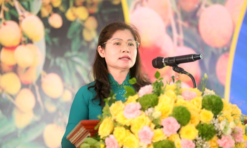Đồng chí: Lâm Thị Hương Thành, Phó Chủ tịch Thường trực HĐND tỉnh phát biểu tại hội nghị.