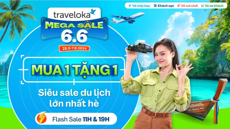 Traveloka Mega Sale 6.6: Mua 1 Tặng 1 Khủng, Mở Màn Mùa Du Lịch Hè 2024
