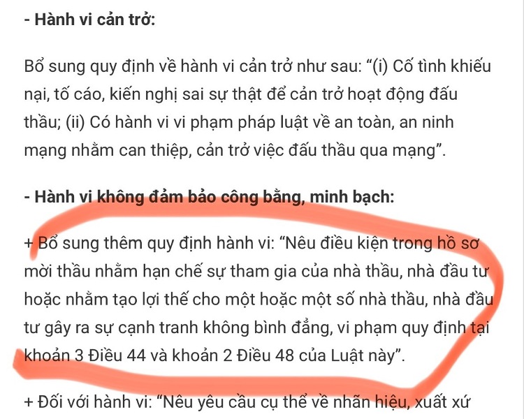 Luật Đấu thầu qui định