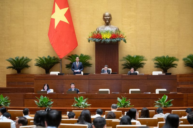 Phó Chủ tịch Quốc hội Trần Quang Phương điều hành nội dung phiên họp​ Quốc hội tiến hành thảo luận ở hội trường về dự kiến Chương trình giám sát của Quốc hội năm 2025.