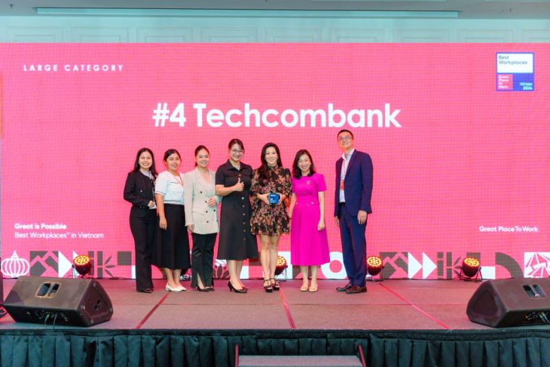 Techcombank lọt Top 4 Bảng xếp hạng Best Workplaces 2024 - hạng mục Doanh nghiệp lớn.