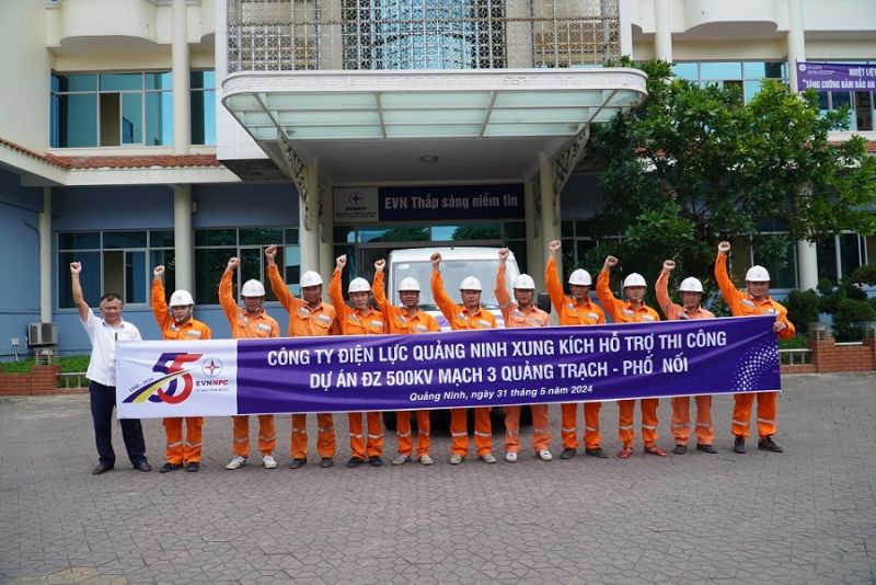 PC Quảng Ninh tham gia hỗ trợ thi công dự án đường dây 500kV mạch 3 Quảng Trạch - Phố Nối