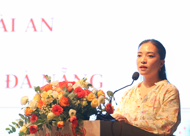 Bà Nguyễn Thị Hoài An, Phó Giám đốc Sở Du lịch TP Đà Nẵng phát biểu tại sự kiện Bà Nguyễn Thị Hoài An, Phó Giám đốc Sở Du lịch TP Đà Nẵng phát biểu tại sự kiện