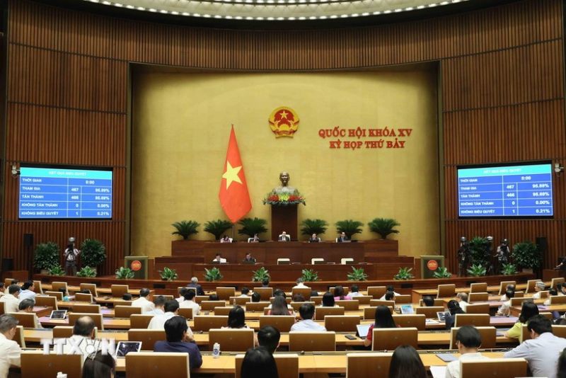 Quốc hội biểu quyết thông qua Nghị quyết về Chương trình giám sát của Quốc hội năm 2025. (Ảnh: An Đăng/TTXVN)