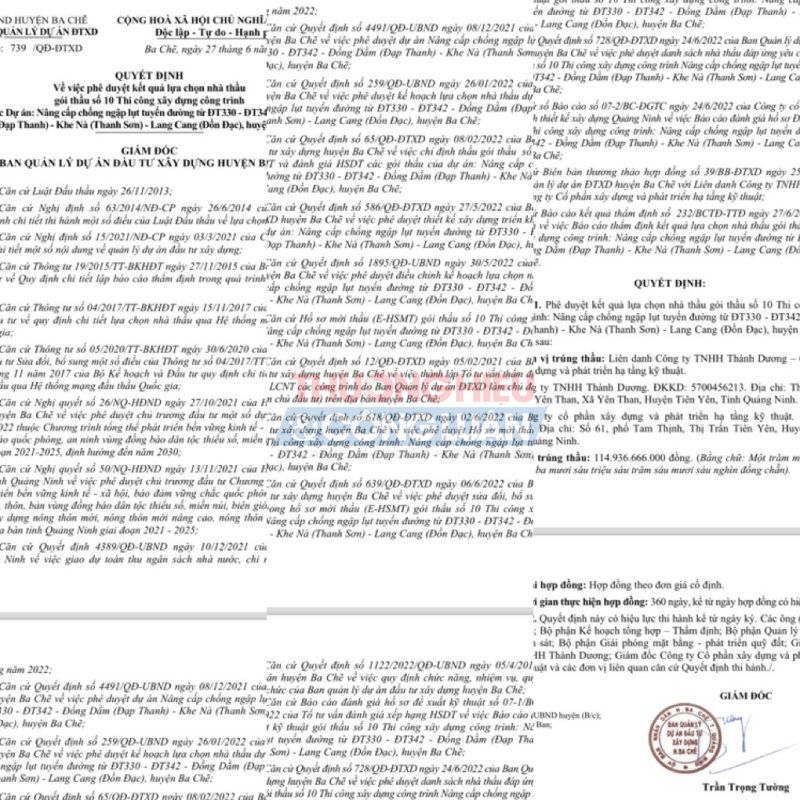 G&oacute;i thầu số 10 Thi c&ocirc;ng x&acirc;y dựng c&ocirc;ng tr&igrave;nh thuộc dự &aacute;n N&acirc;ng cấp chống ngập lụt tuyến đường từ ĐT 330 - ĐT 342 - Đồng Dằm ( Đạp Thanh) - Khe N&agrave;( Thanh Sơn) - Lang Cang ( Đồn Đạc), huyện Ba Chẽ do Ban quản l&yacute; dự &aacute;n đầu tư x&acirc;y dựng huyện Ba Chẽ l&agrave;m chủ đầu tư c&oacute; gi&aacute; mời thầu 115.062.177.000 VND nhưng chỉ tiết kiệm cho ng&acirc;n s&aacute;ch nh&agrave; nước 125.511.000 VND.