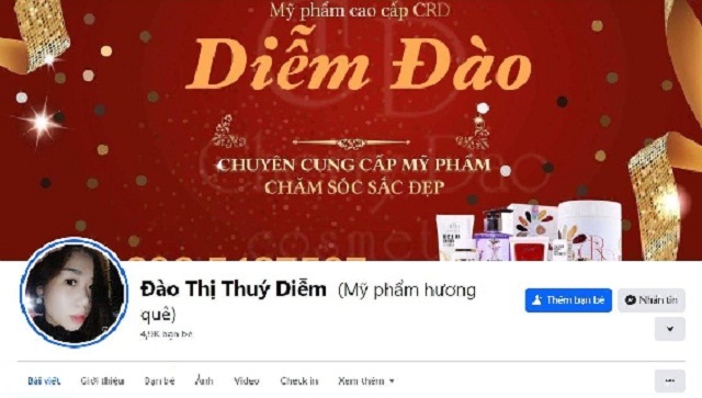 Trang facebook của Hộ kinh doanh D.Đ. Ảnh: Võ Năng Chuyên.