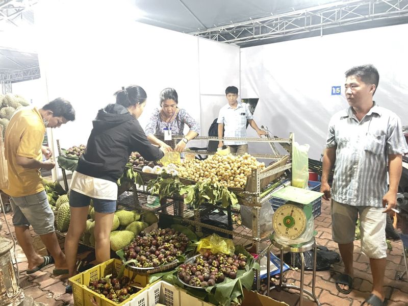 Nhiều đặc sản trái cây của tỉnh Bình Dương được bày bán tại lễ hội (Ảnh: Sông Trường)