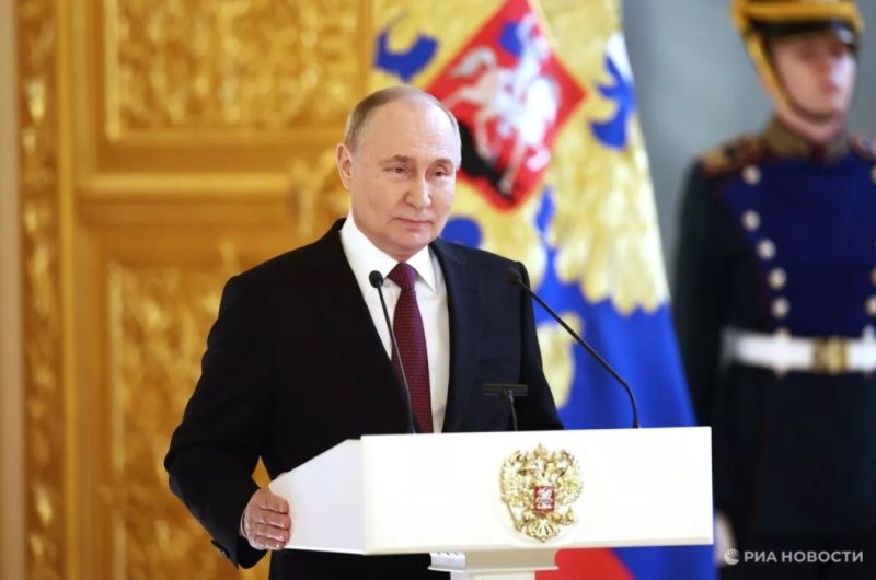 Tổng thống Vladimir Putin phát biểu tại Lễ nhậm chức Tổng thống Nga tại Điện Kremlin, ngày 7/5/2024.
