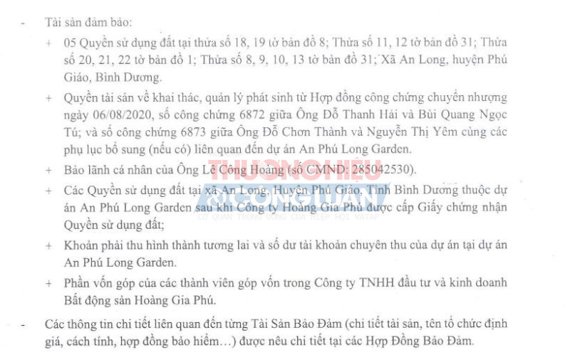 Trái phiếu được bảo đảm bằng tài sản của Tỏ chức phát hành và của bên thứ ba.