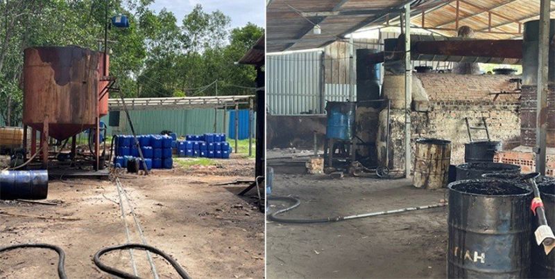 Biến cơ sở phế liệu thành nơi tái chế nhớt trái phép